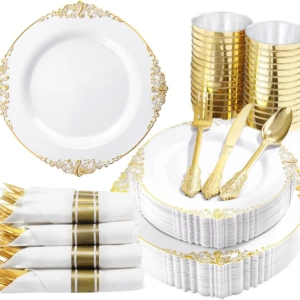 Gold Dinnerware Set for 50 Guests — view 11