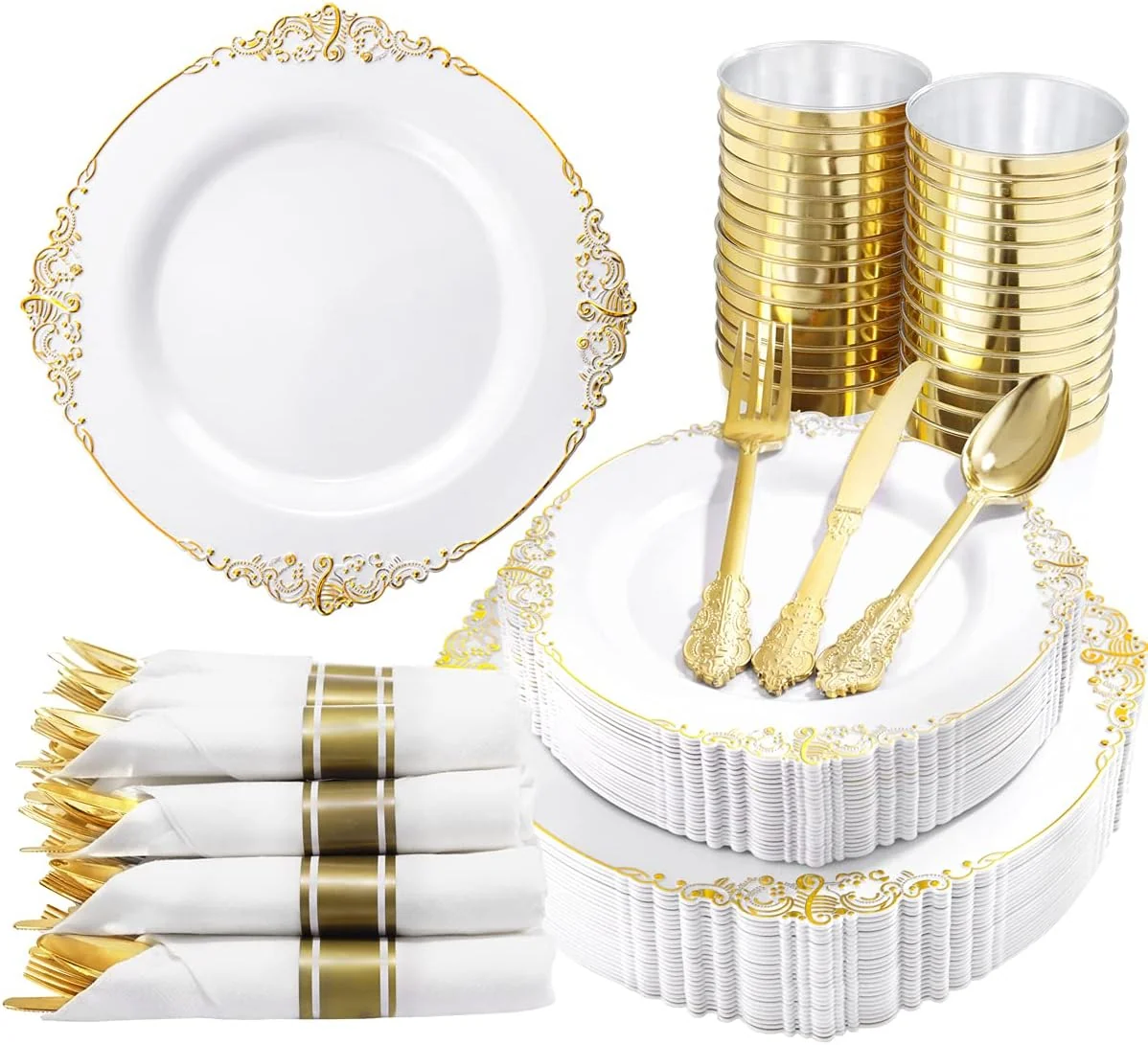 Gold Dinnerware Set for 50 Guests — view 11