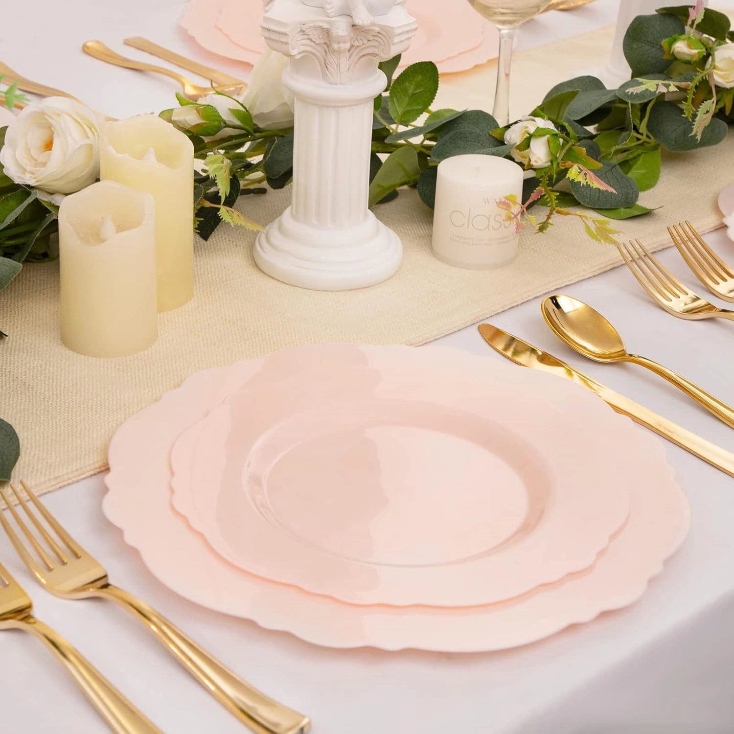 Pink Baroque Plastic Plates (60 Pieces) — view 11