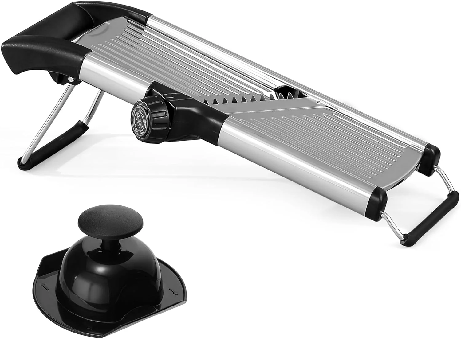 Black Adjustable Mandoline Food Slicer for Kitchen-Mandolin,Potato,Tomato,Carrot,Vegetable,Fruit and Onion Cutter-Adjustable Stainless Steel-Include 1 Pair Cut-Resistant Gloves — view 9