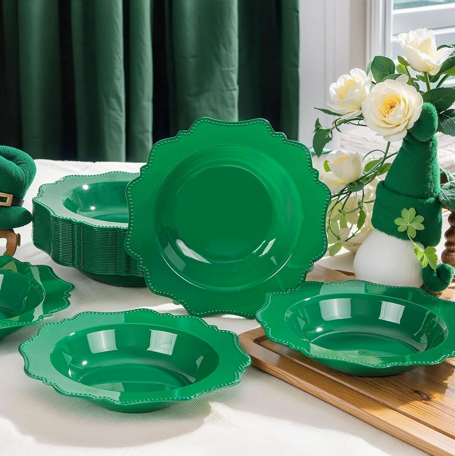 Green Plastic Party Bowls () 12 Oz Disposable Soup/Salad Bowl — view 14