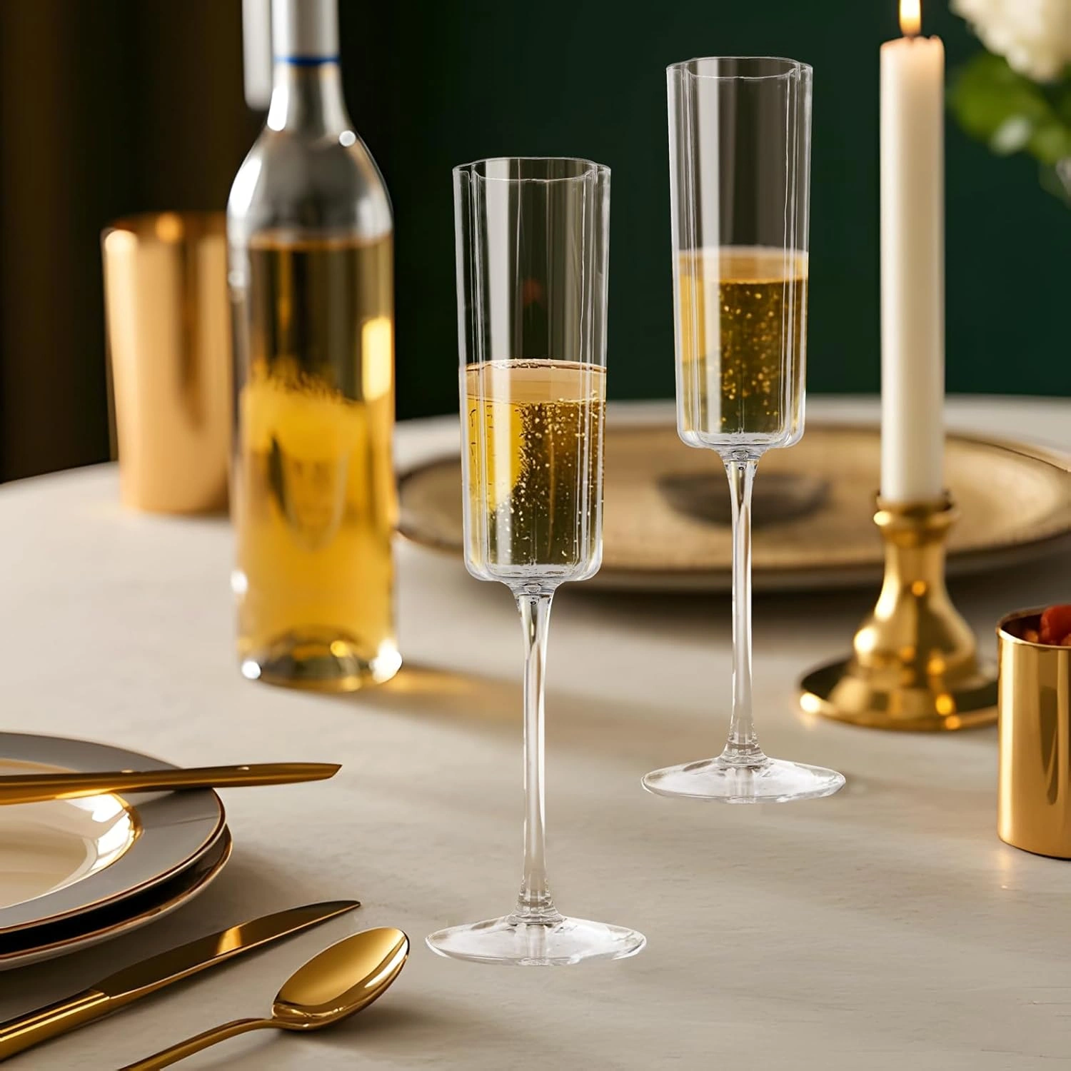 Vintage Plastic Champagne Flutes, Disposable & Stylish, Clear Design (6 oz, 24 Pack) — view 12
