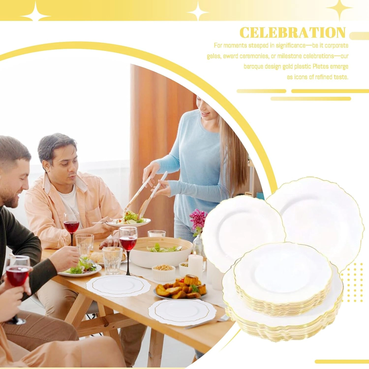 Gold Baroque Plastic Plates — view 14