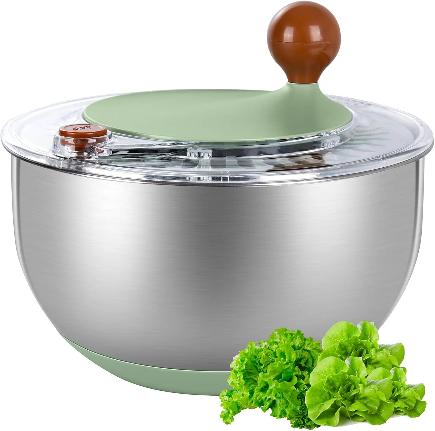 Vibrant Green Salad Spinner Stainless Steel Large,Vegetable Washer with 5.3 Qt Bowl,Salad Chopper Bowl,Nesting Bowls with Graters,Large Mixing Bowl Bowls for Kitchen With 5 Grater — view 10