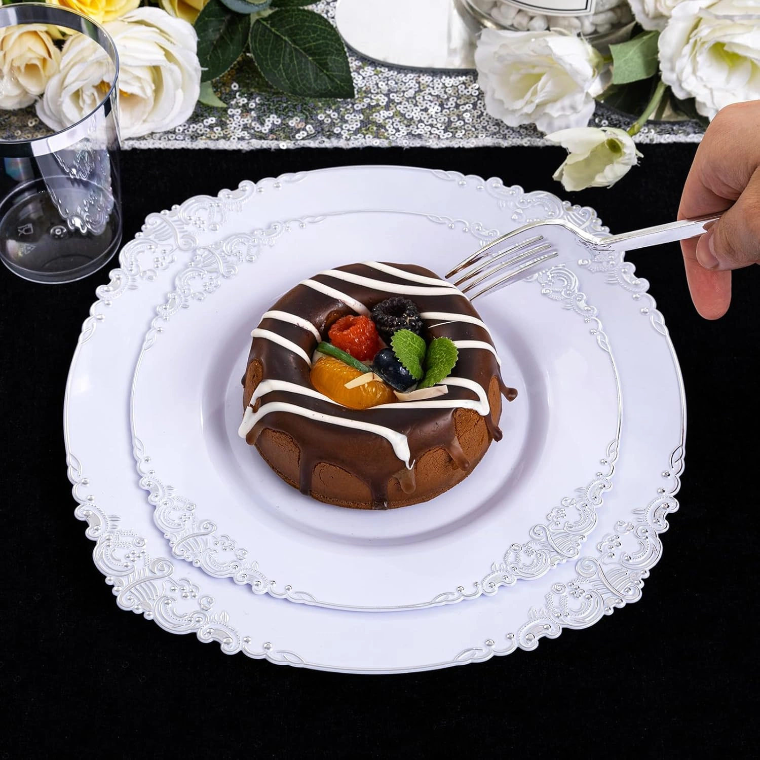 Silver & Gold Dinnerware Set for 50 Guests — view 15