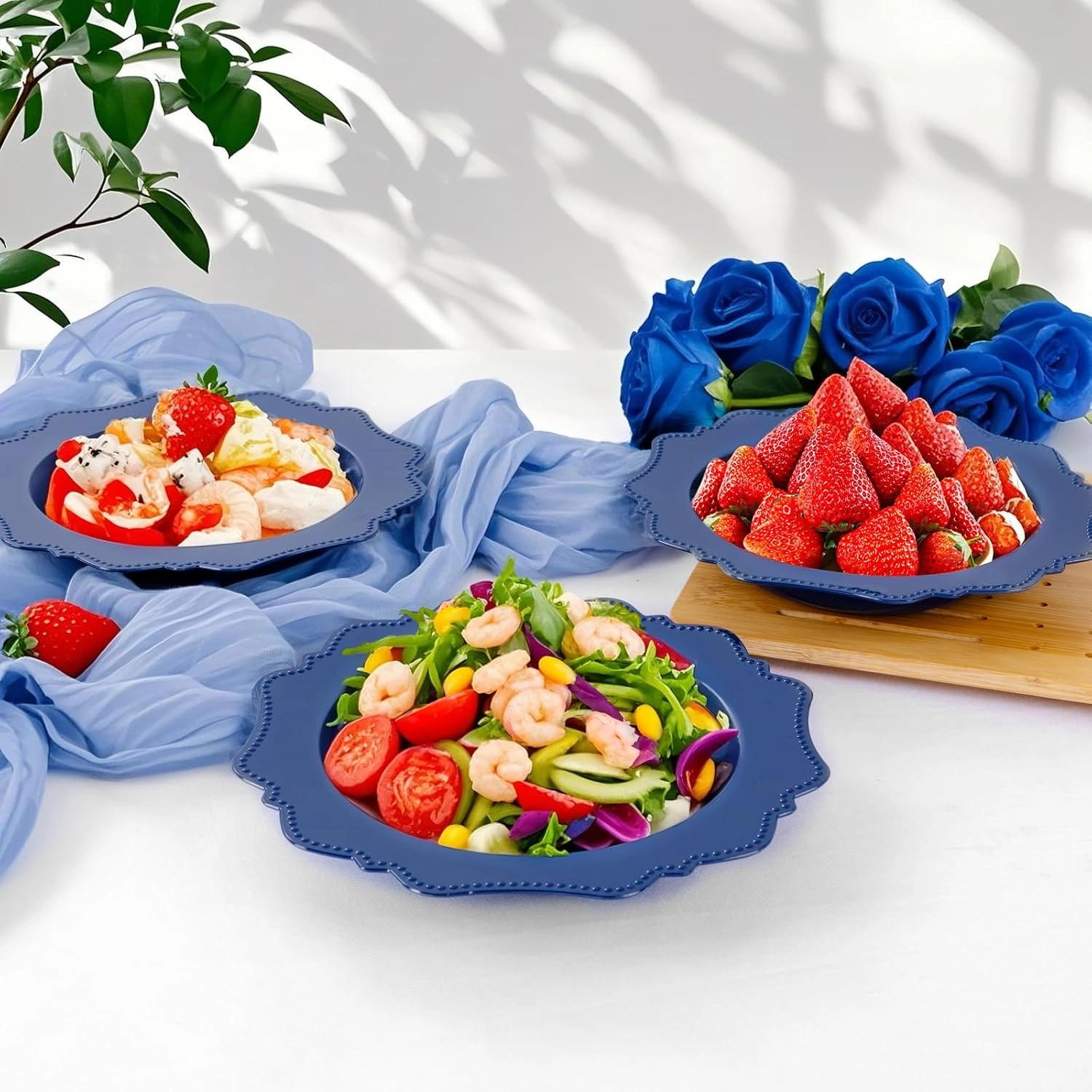 Navy Blue Plastic Party Bowls () 12 Oz Disposable Soup/Salad Bowl — view 15
