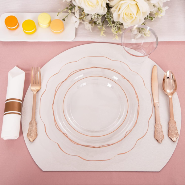 Clear Rose Gold NOCCUR Plates with Disposable Silverware — view 12