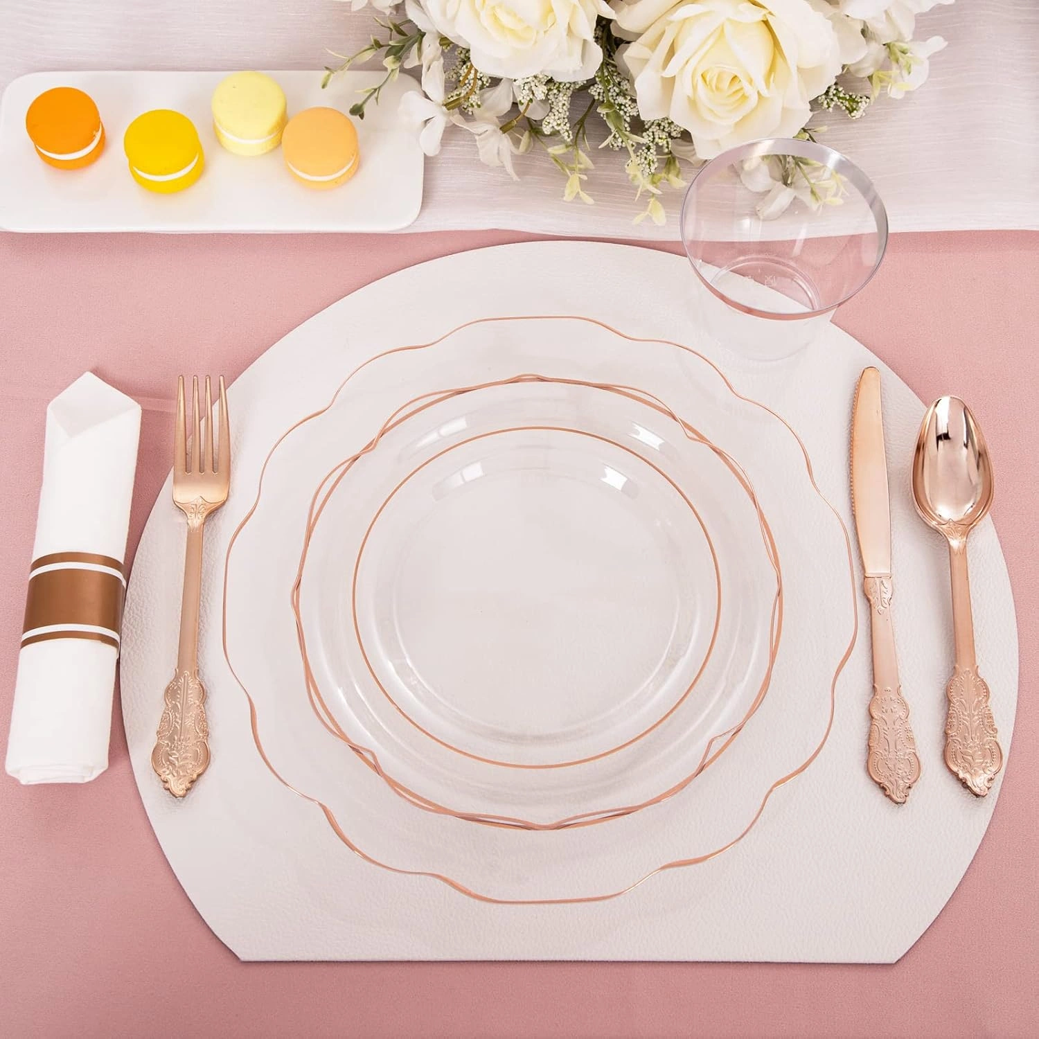 Clear Rose Gold NOCCUR Plates with Disposable Silverware — view 12
