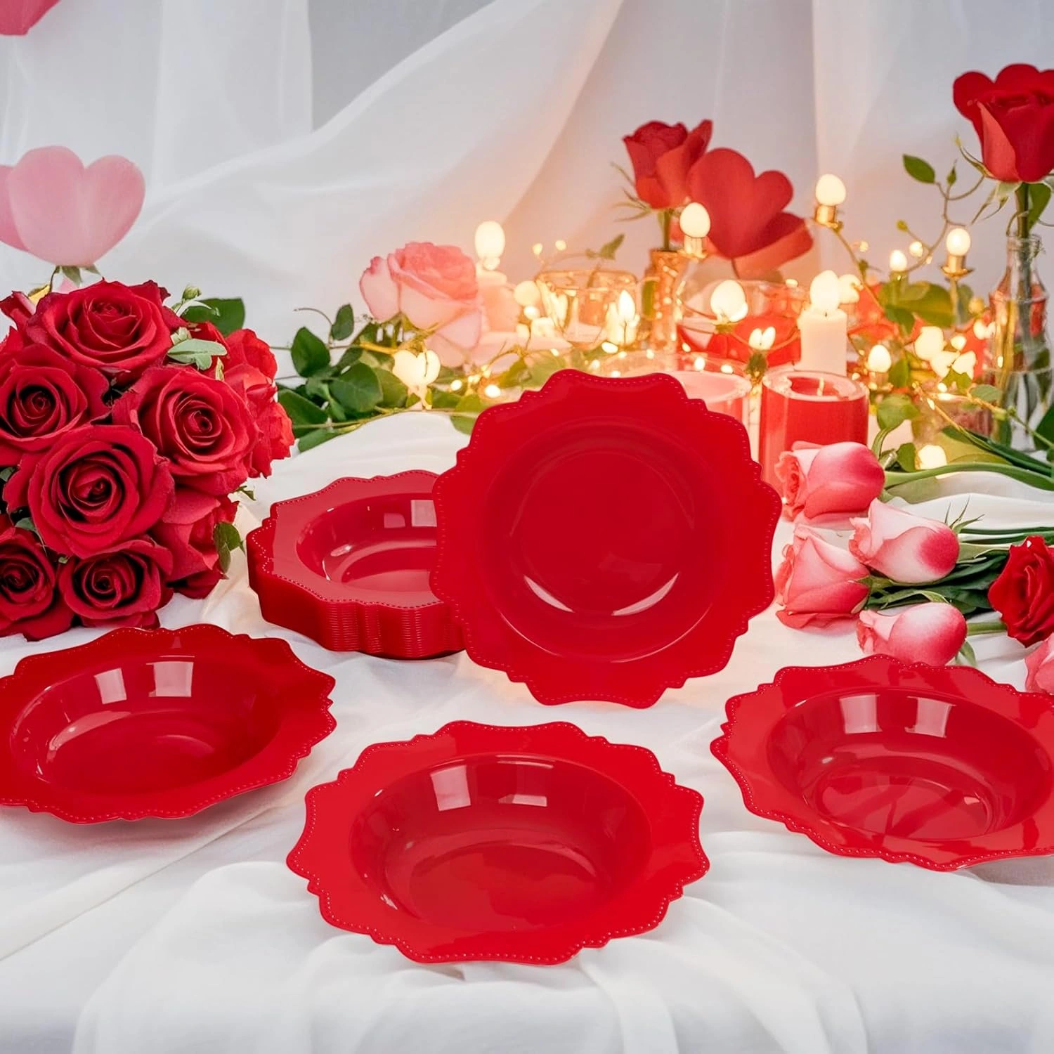 Red Plastic Party Bowls () 12 Oz Disposable Soup/Salad Bowl — view 12