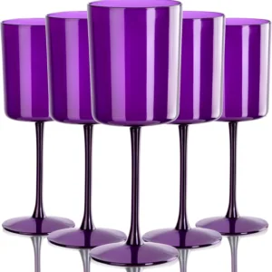 Purple Plastic Wine Glasses with Long Stem, Clear Design (10 oz, 12 Pack) — view 11