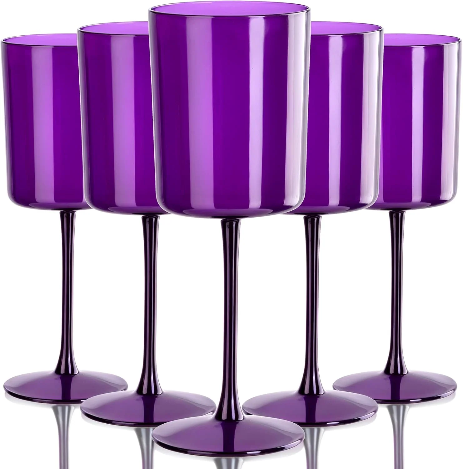 Purple Plastic Wine Glasses with Long Stem, Clear Design (10 oz, 12 Pack) — view 11