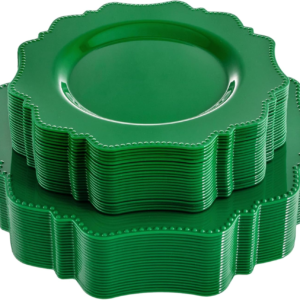 Green Disposable Plastic Plates-Heavy duty plate for party/wedding/anniversary 30 dinner plates and 30 dessert/salad plates — view 11