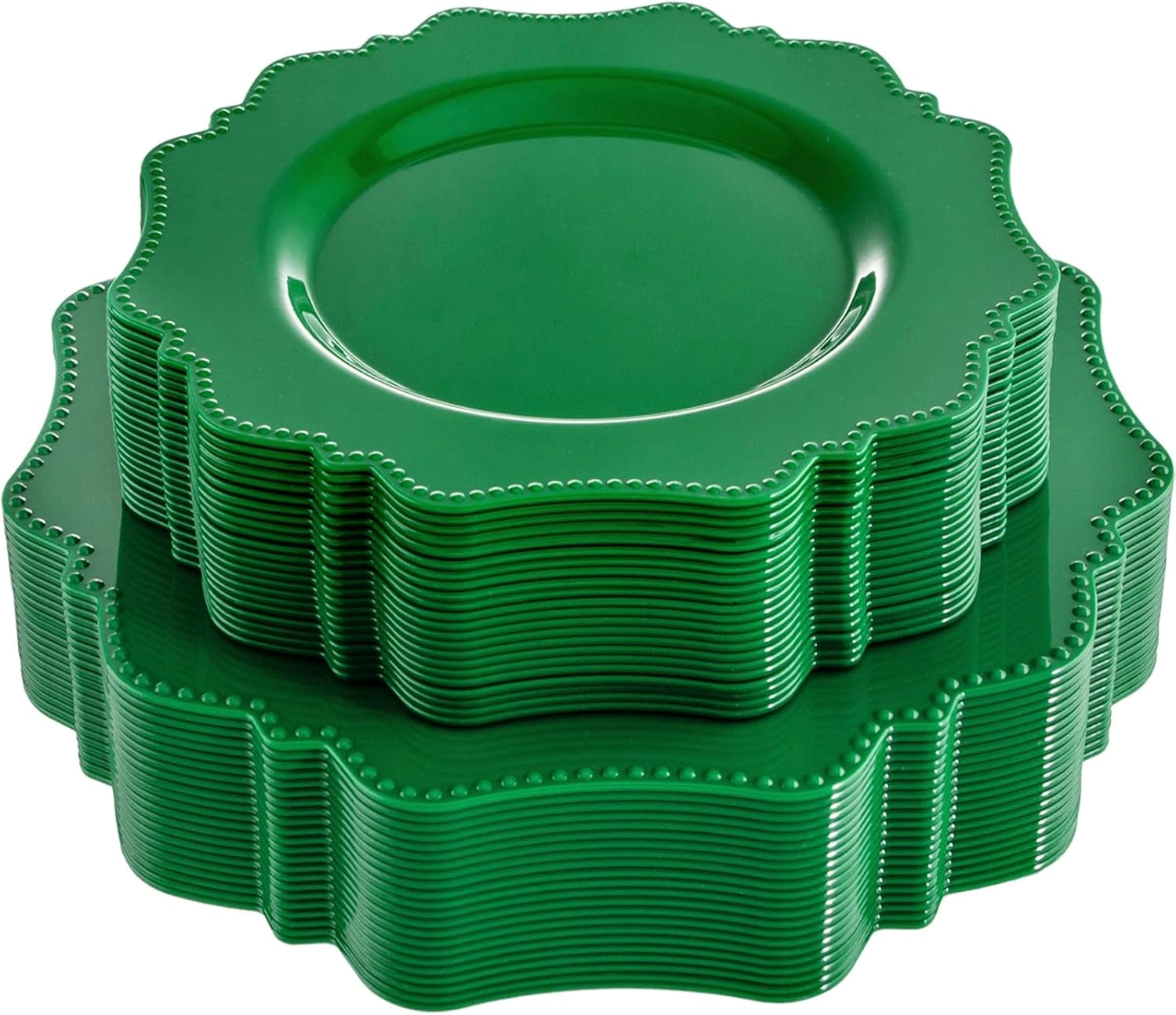 Green Disposable Plastic Plates-Heavy duty plate for party/wedding/anniversary 30 dinner plates and 30 dessert/salad plates — view 11