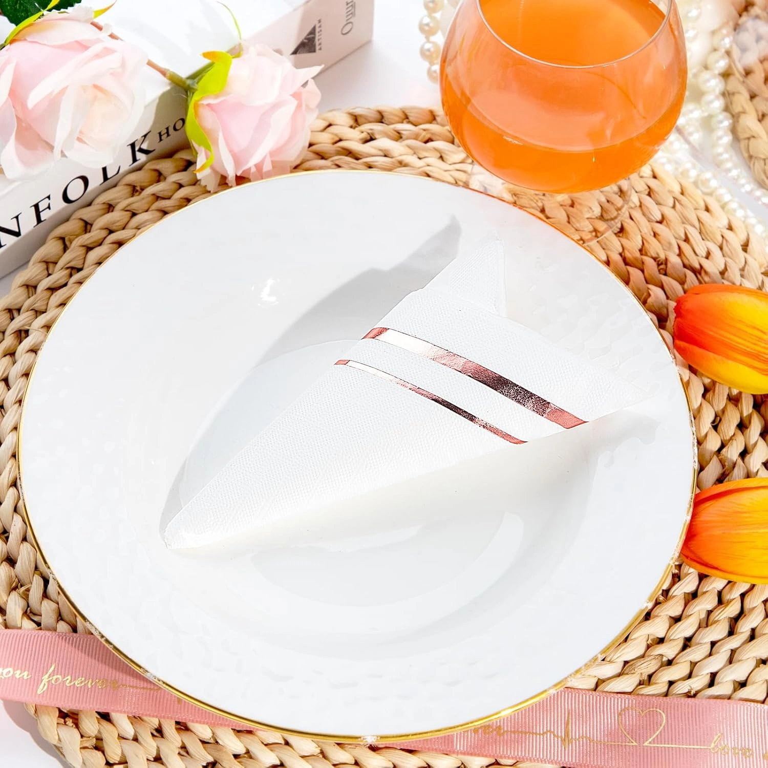 Rose Gold 100-Count 3-Ply disposable Napkins (100 Pieces) — view 10