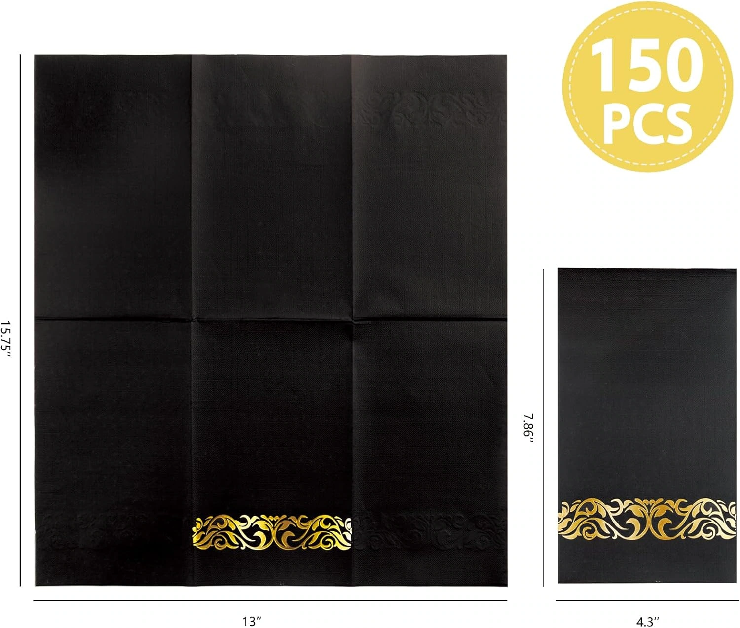 Black And Gold Napkins Disposable-3ply Paper Napkins Rim — view 12