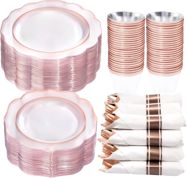 Clear Rose Gold NOCCUR Plates with Disposable Silverware — view 8