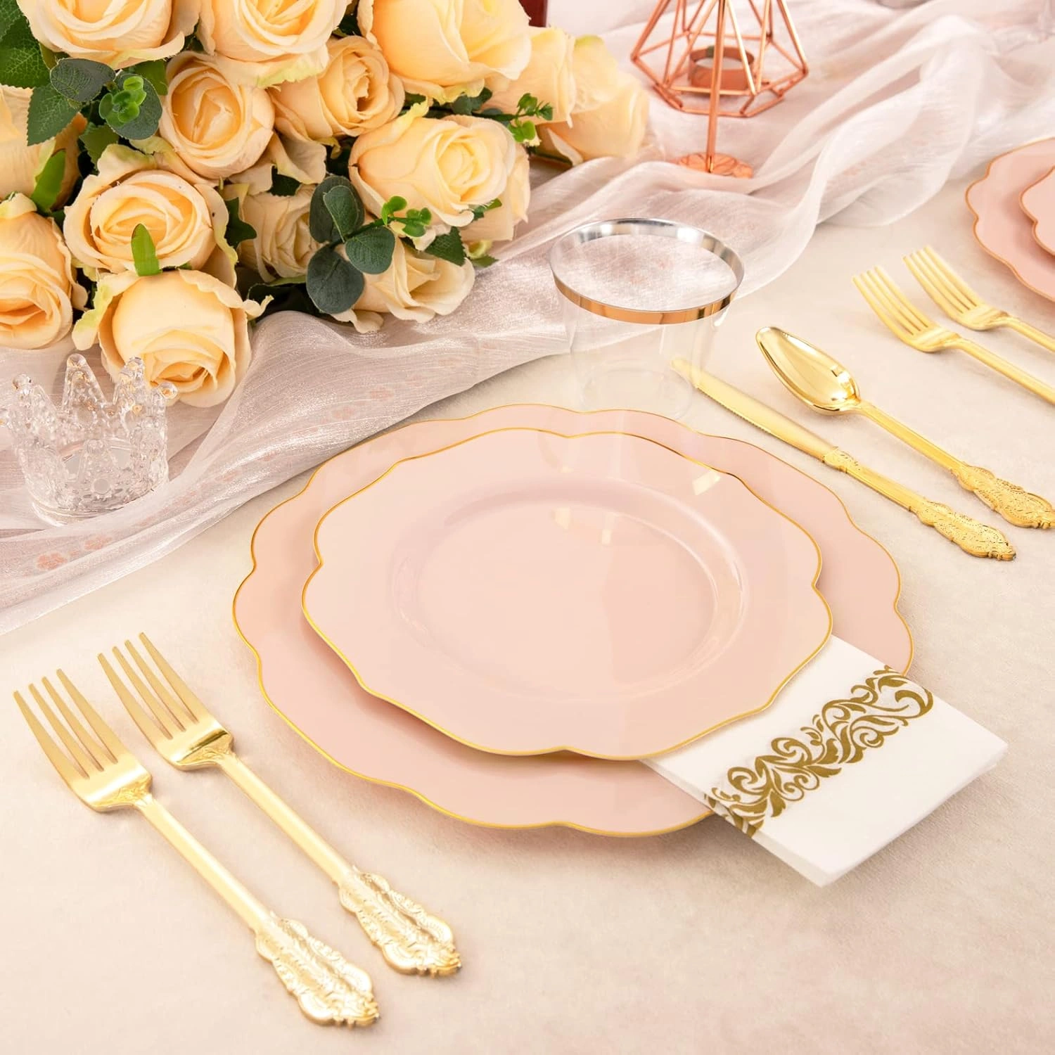 Pink NOCCUR Plates with Disposable Silverware — view 12