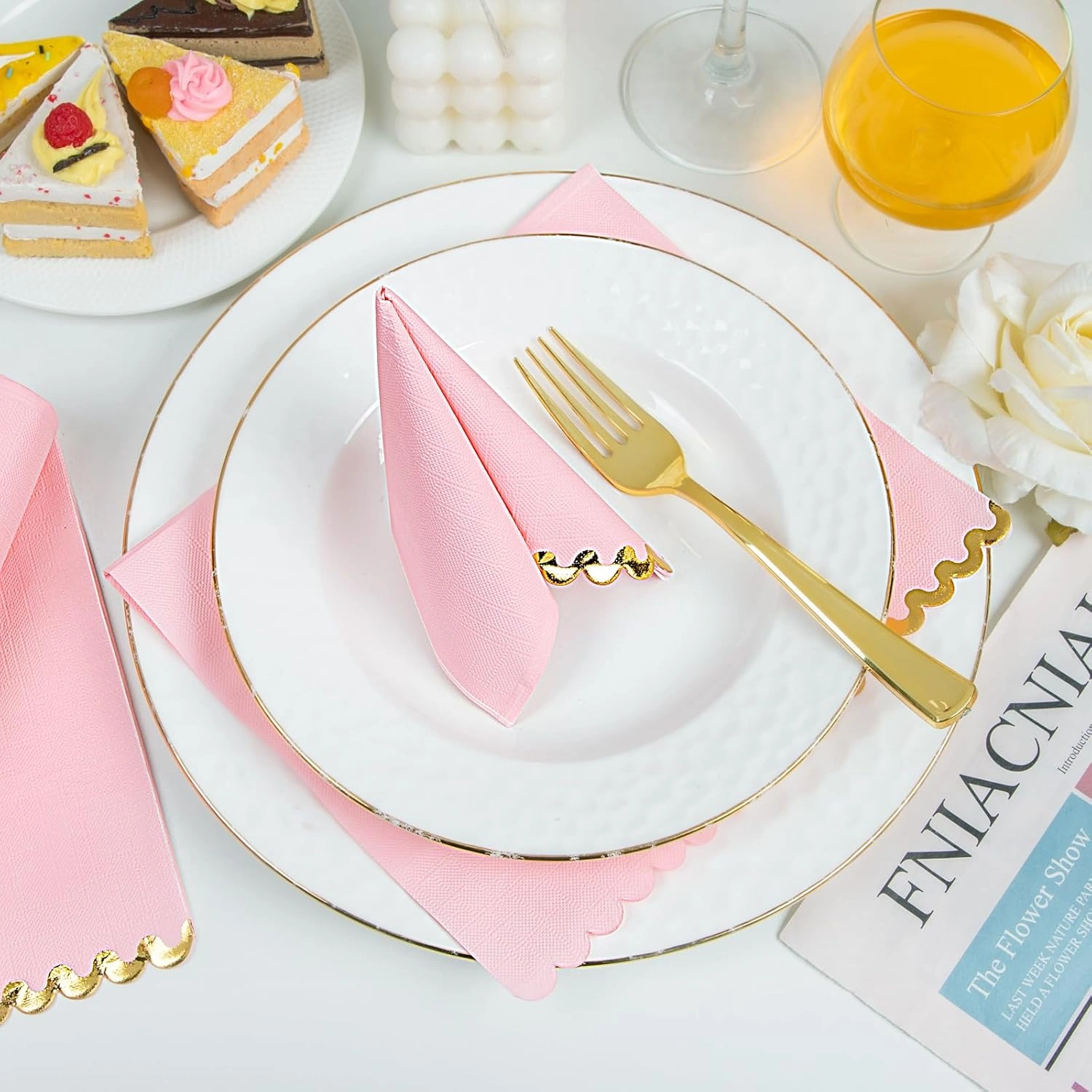 Pink Napkins Disposable-3ply Paper Napkins Rim — view 13
