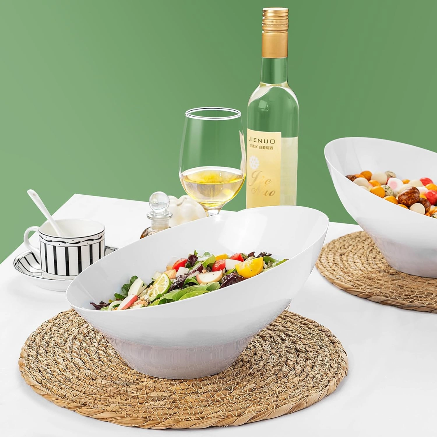 White Plastic Serving Bowls — view 12