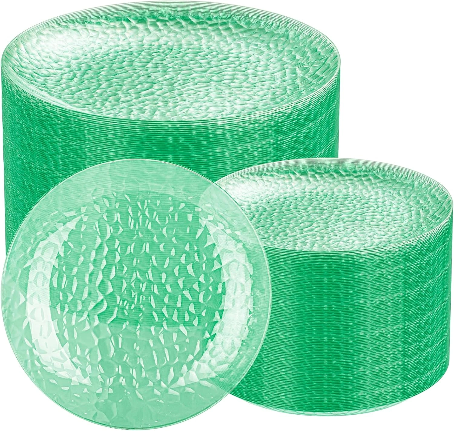 Clear Green Plastic Plates,Disposable Plates With Rim,Heavy-duty Plates,Hammered Party Plates Include 30Clear Dessert-Platos,30Dinner-Platos for Wedding, Party (100 Pieces) — view 9