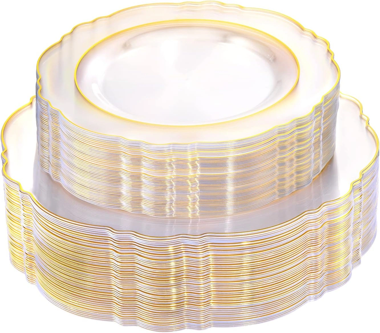 Clear Gold Baroque Plastic Plates (100 Pieces) — view 10