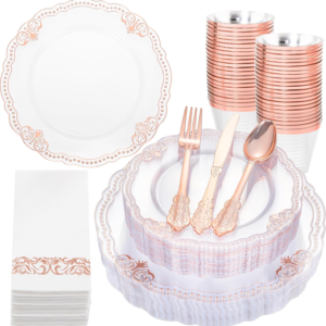 Fancy Clear Rose Gold Dinnerware Set — view 11