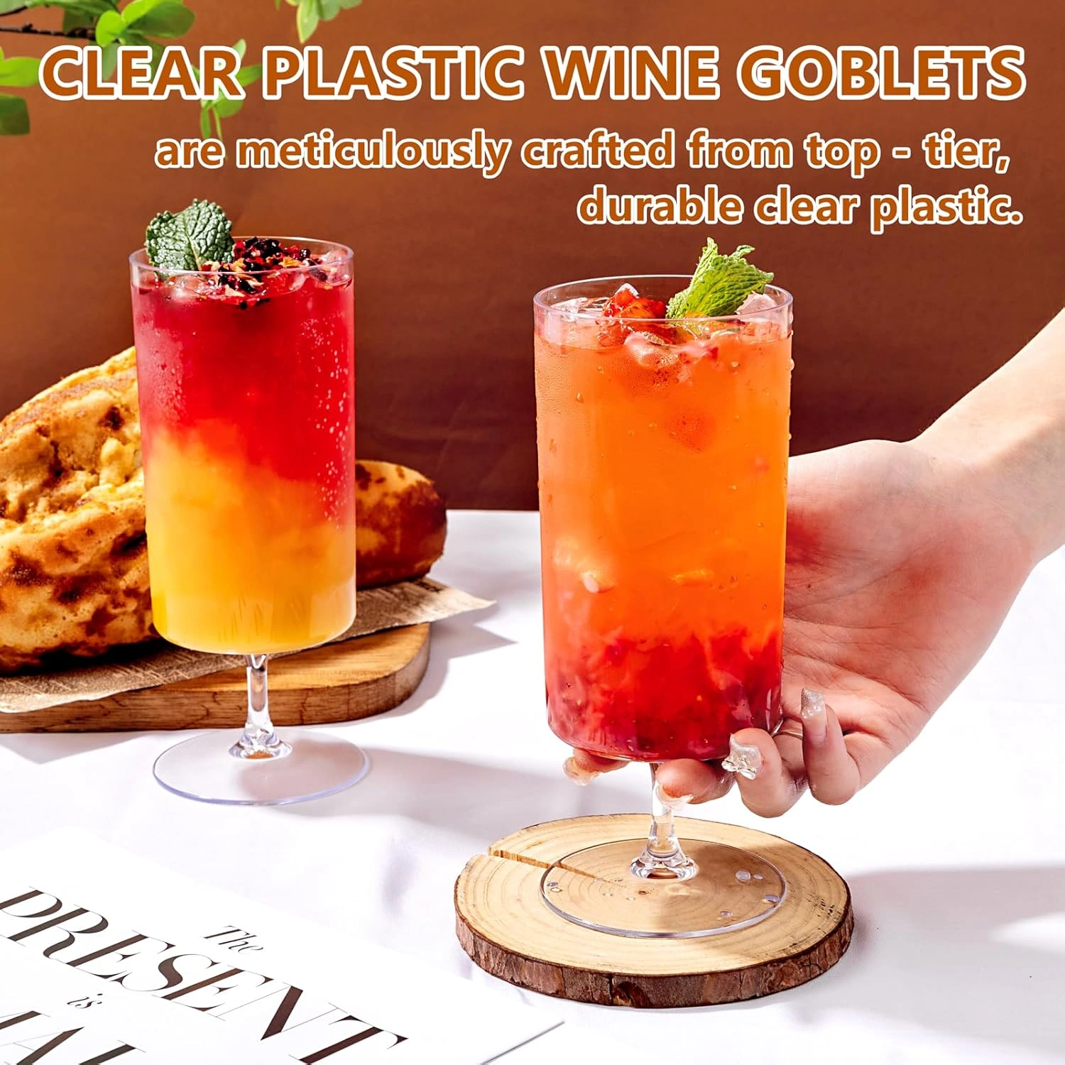 Clear Plastic Wine Goblets, Short Stem (14 oz, 12 Pack) — view 14