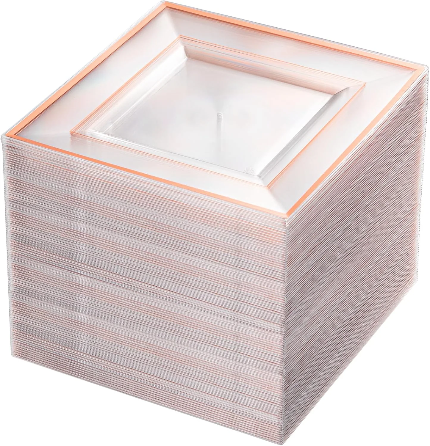 Clear Rose Gold Square Plastic Plates-6inch Disposable Cake Plates- Premium Hard Square Small Appetizer Plates for Wedding/Party — view 11