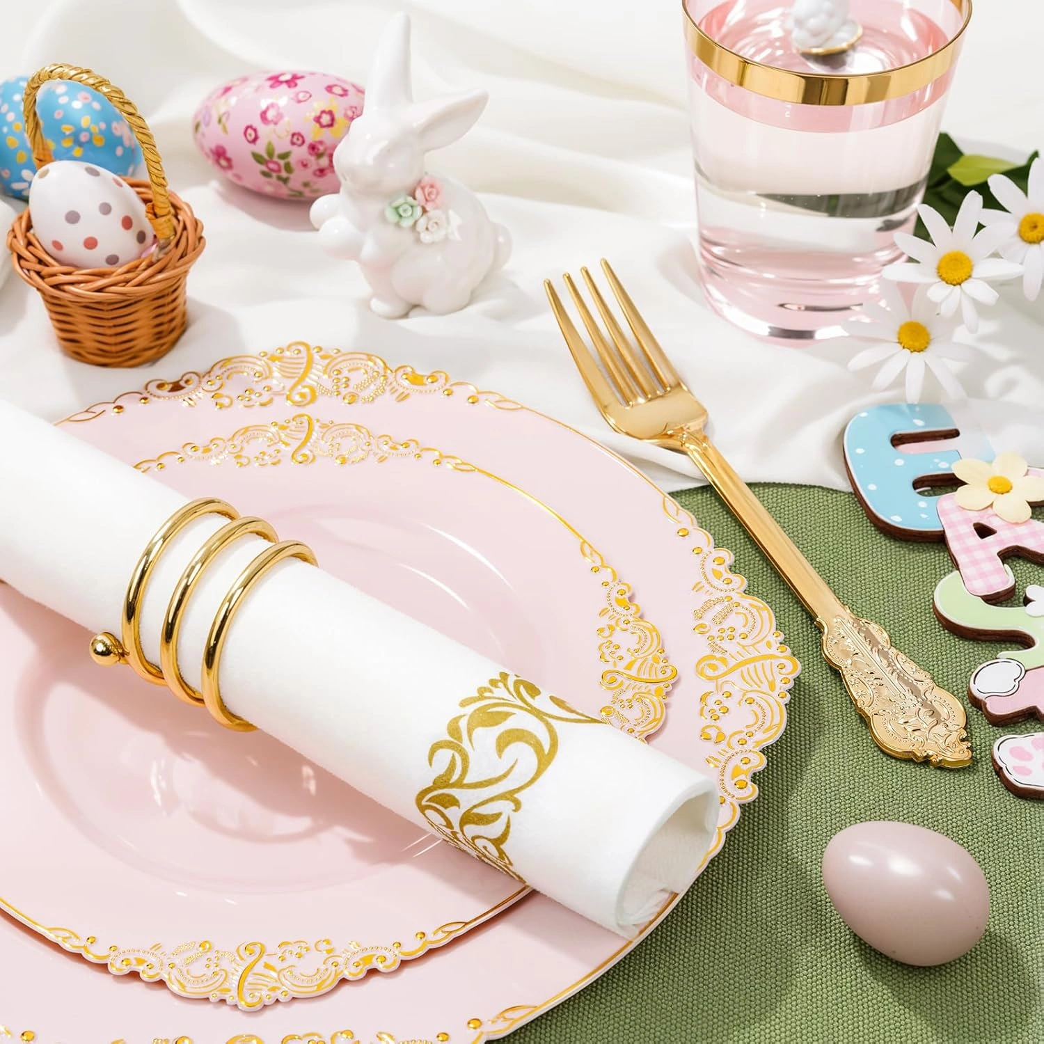 Pink & Gold Dinnerware Set for 50 Guests — view 16