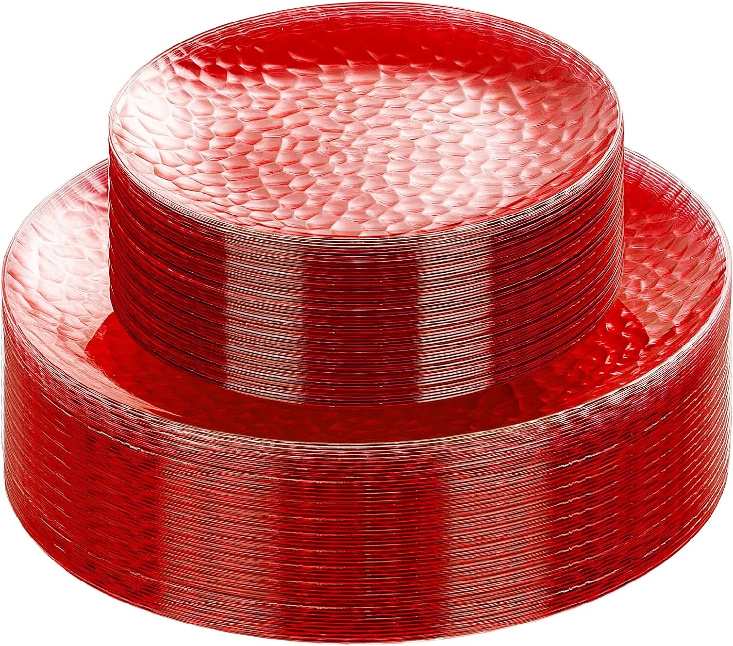 Clear Red Plastic Plates,Disposable Plates With Rim,Heavy-duty Plates,Hammered Party Plates Include 30Clear Dessert-Platos,30Dinner-Platos for Wedding, Party (60 Pieces) — view 11