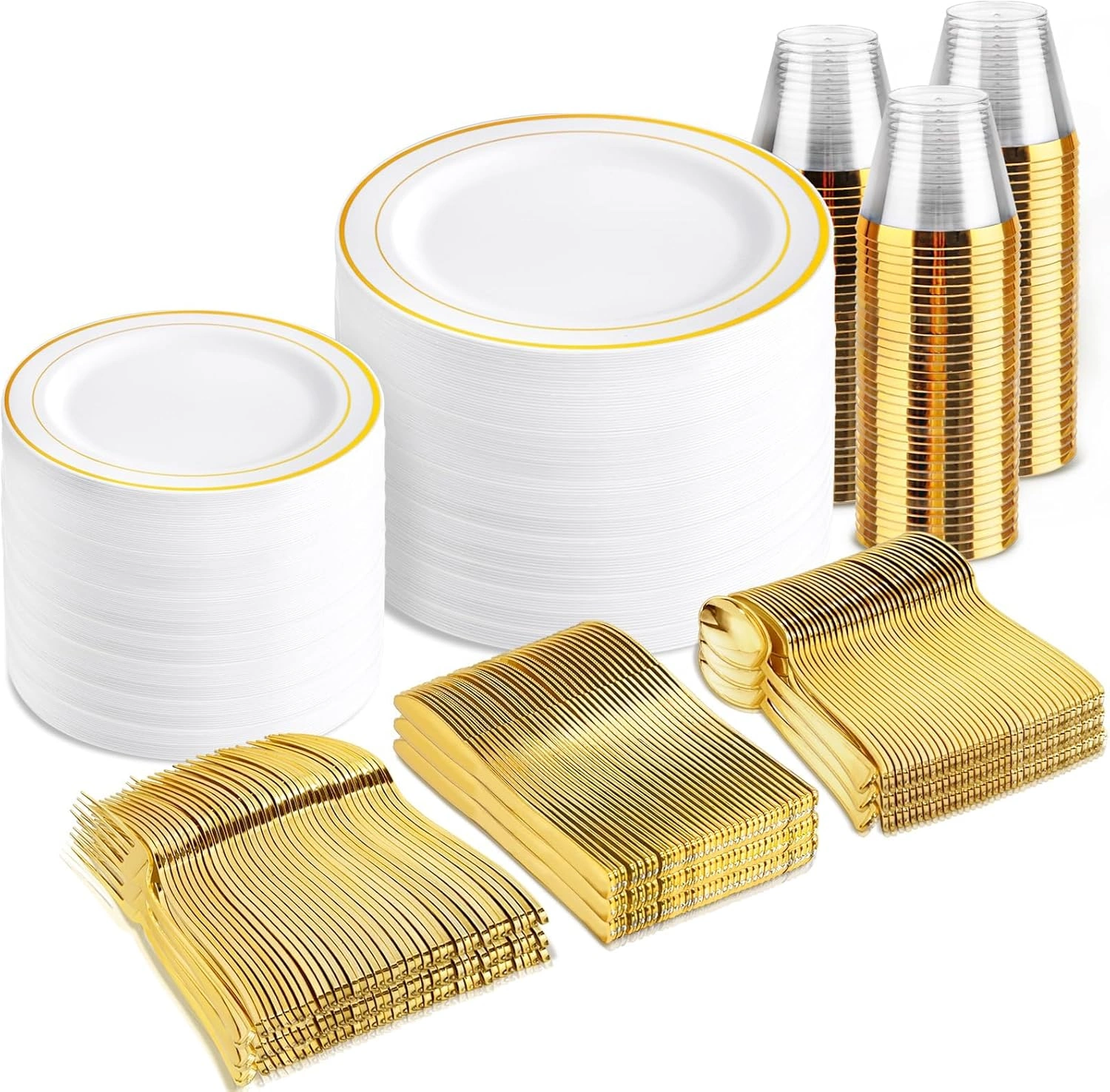 White & Gold Deluxe Disposable Dinnerware Set — view 8