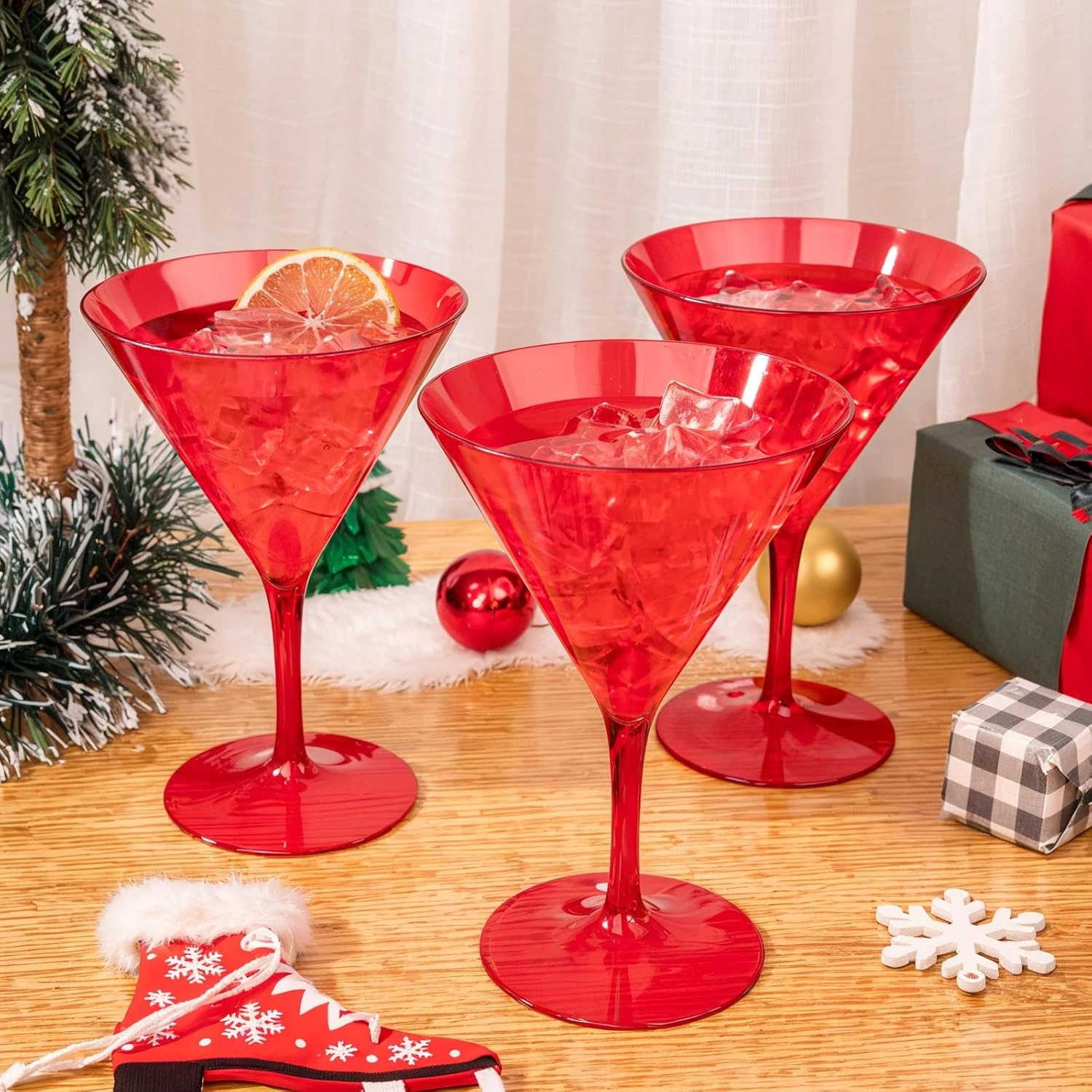 Red Liacere Martini Glasses Set of 6-11 oz Plastic Martini Cocktail Glasses with Stem-Reusable Cocktail Glasses for Bar,Margarita,Whiskey,Gin,Tequila,BPA-Free — view 14