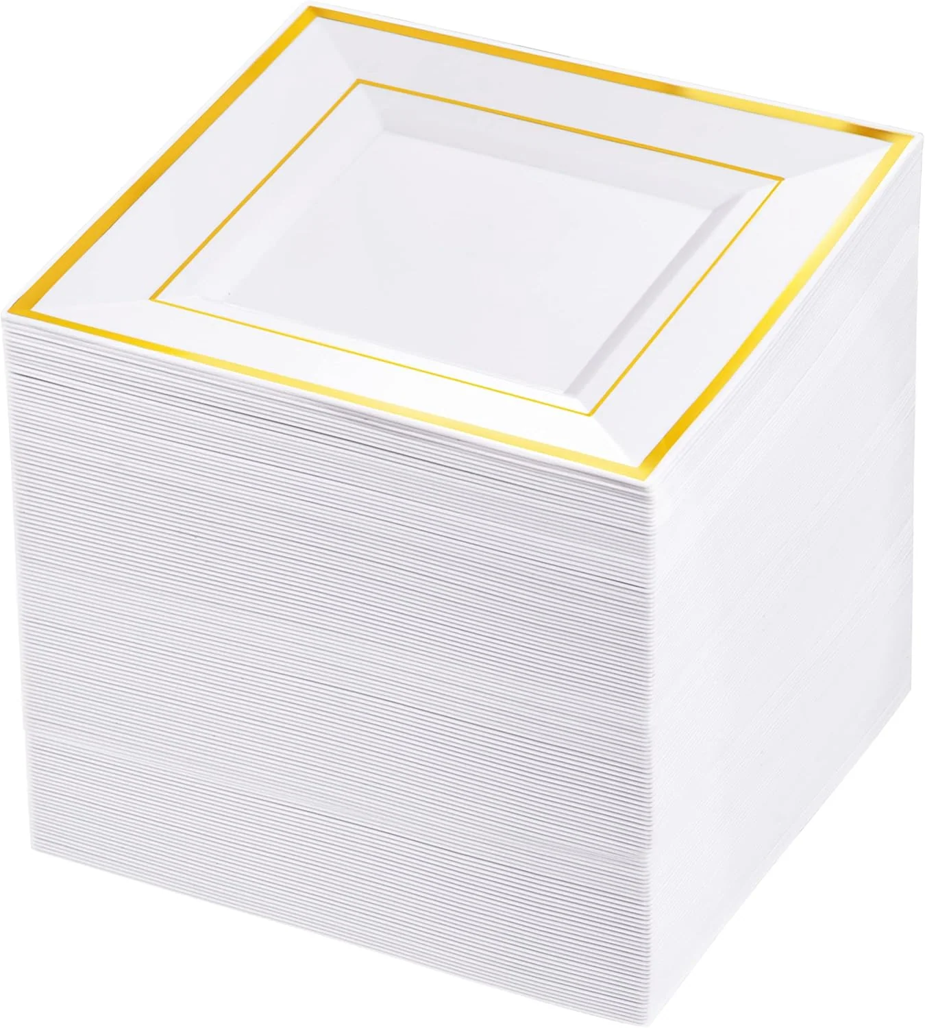 Gold Square Plastic Plates-6inch Disposable Cake Plates- Premium Hard Square Small Appetizer Plates for Wedding/Party — view 7