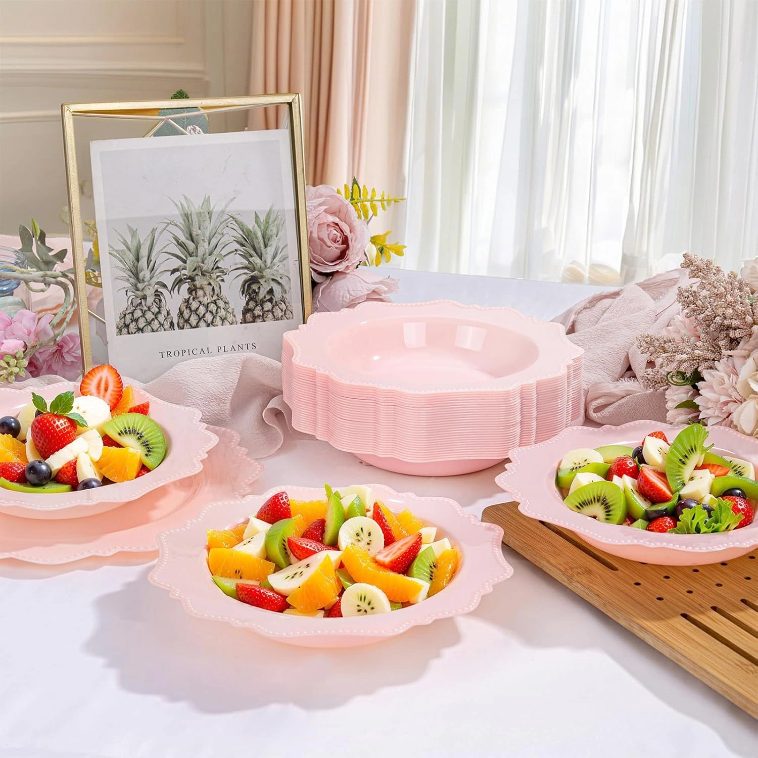 Pink Plastic Party Bowls () 12 Oz Disposable Soup/Salad Bowl — view 13