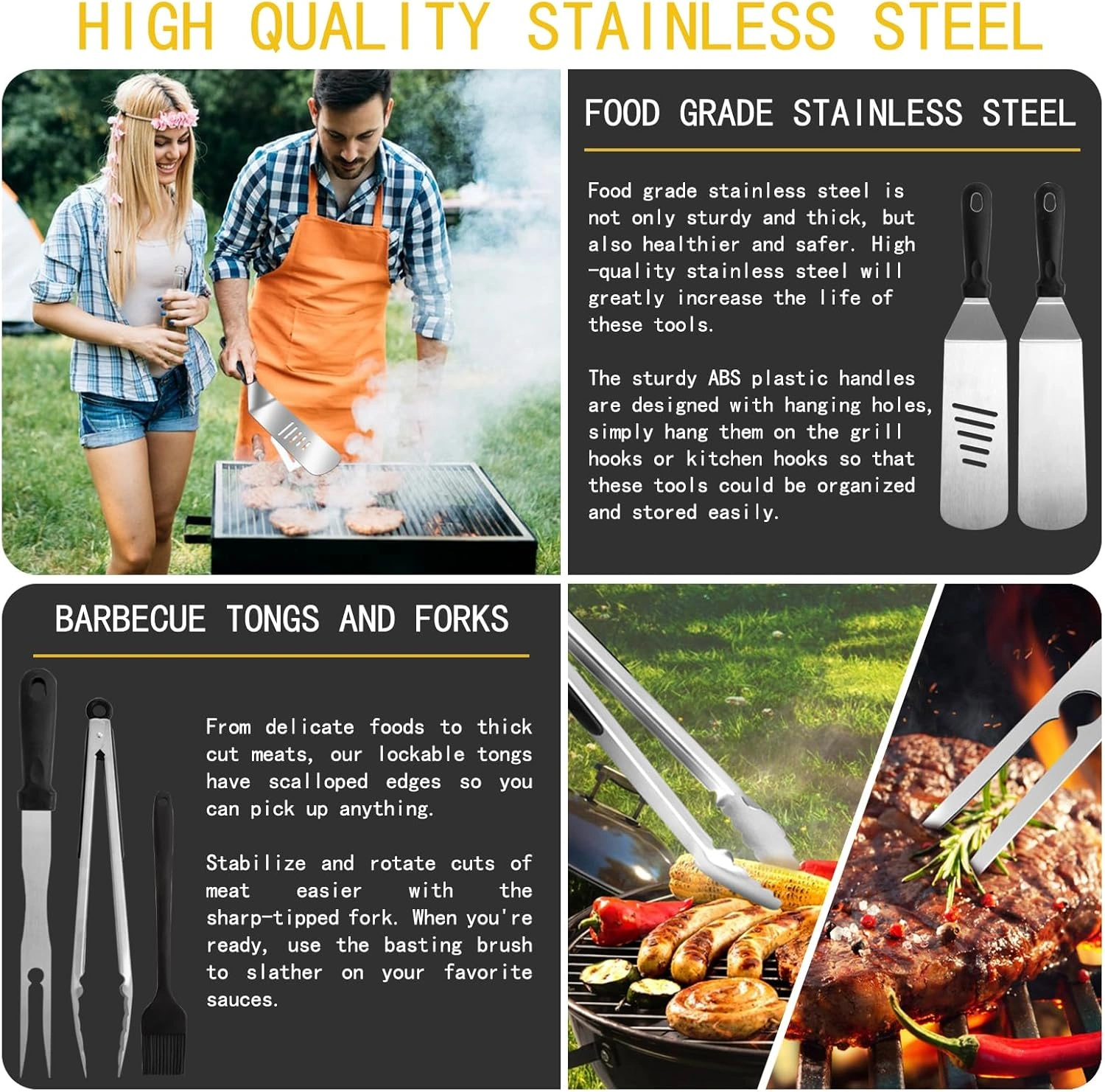 45pcs Blackstone Griddle Accessories Upgraded Barbecue Presses Flat Top Grill Tools for Camp Chef Griddle Cover Salt and Pepper Shakers Grill Black Tools Set Enlarged Spatula Gift Set (45 Pieces) — view 15