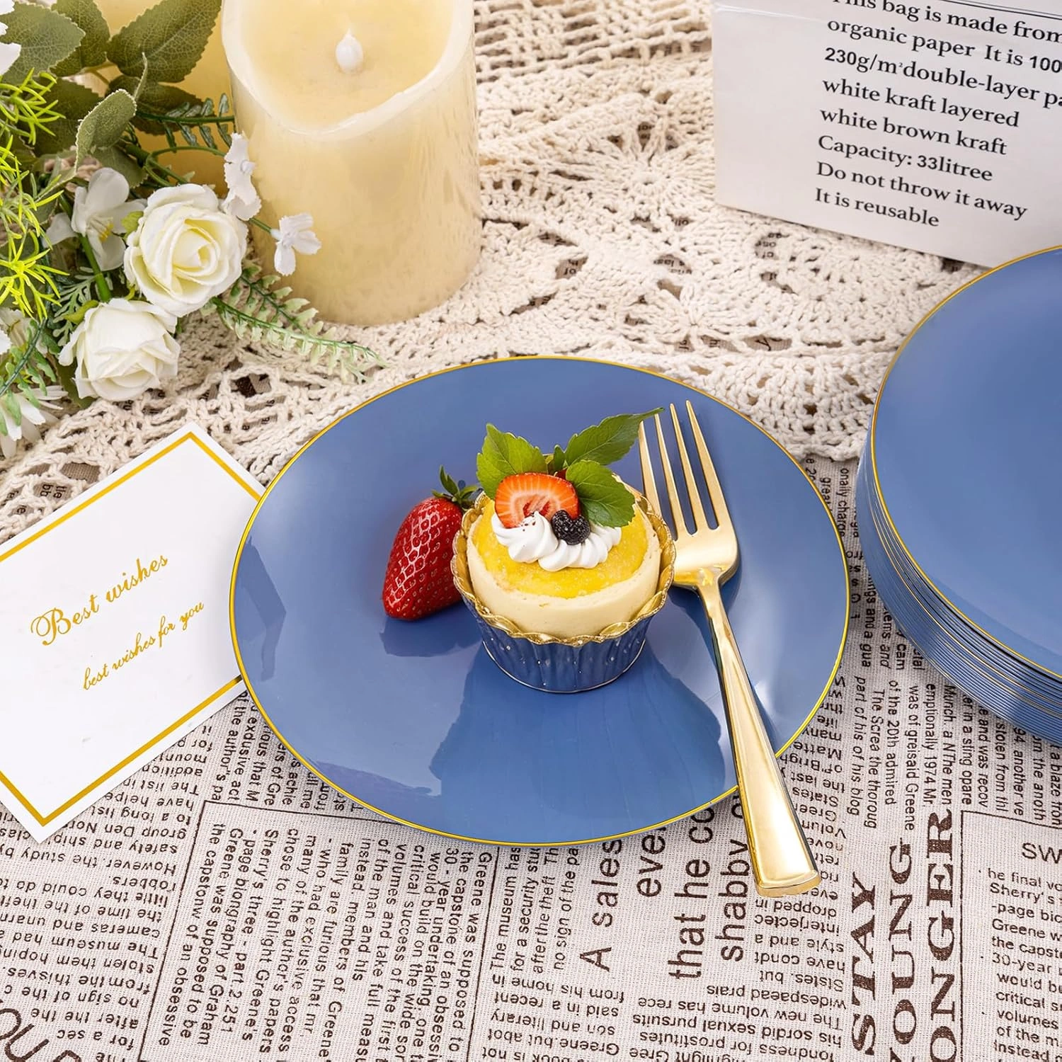 Dust Blue Plastic Plates — view 15