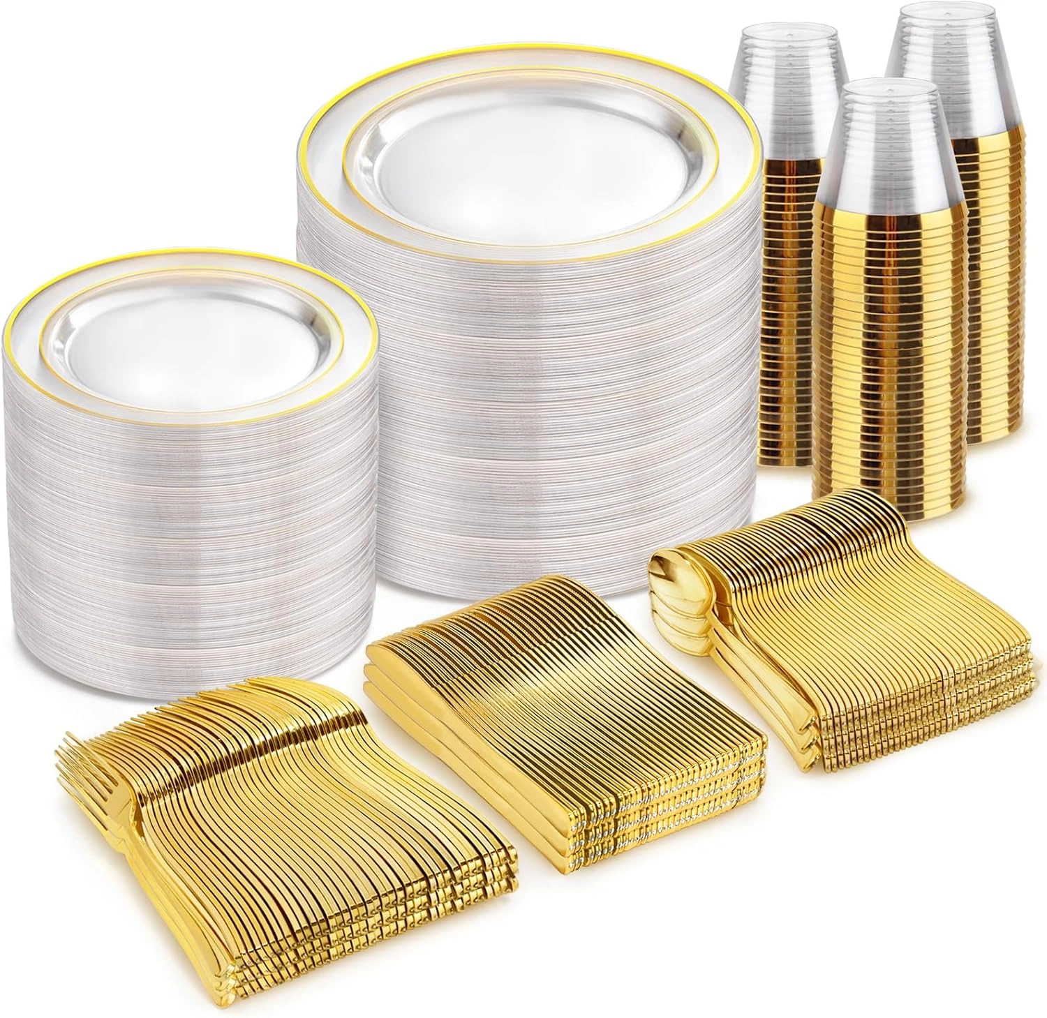 Clear Gold Deluxe Disposable Dinnerware Set — view 11