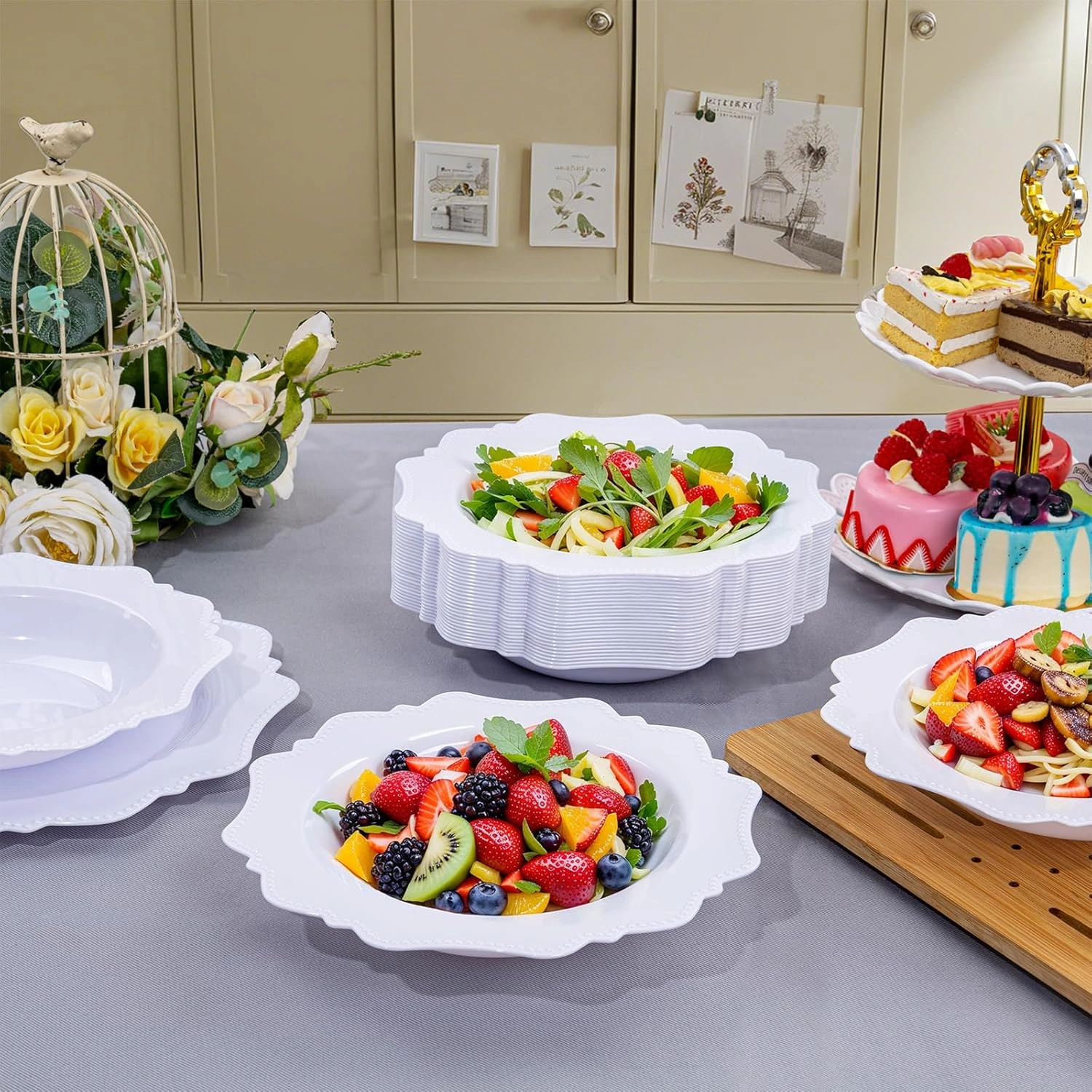 White Plastic Party Bowls () 12 Oz Disposable Soup/Salad Bowl — view 15