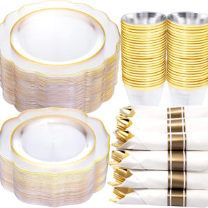 Clear Gold NOCCUR Plates with Disposable Silverware — view 8