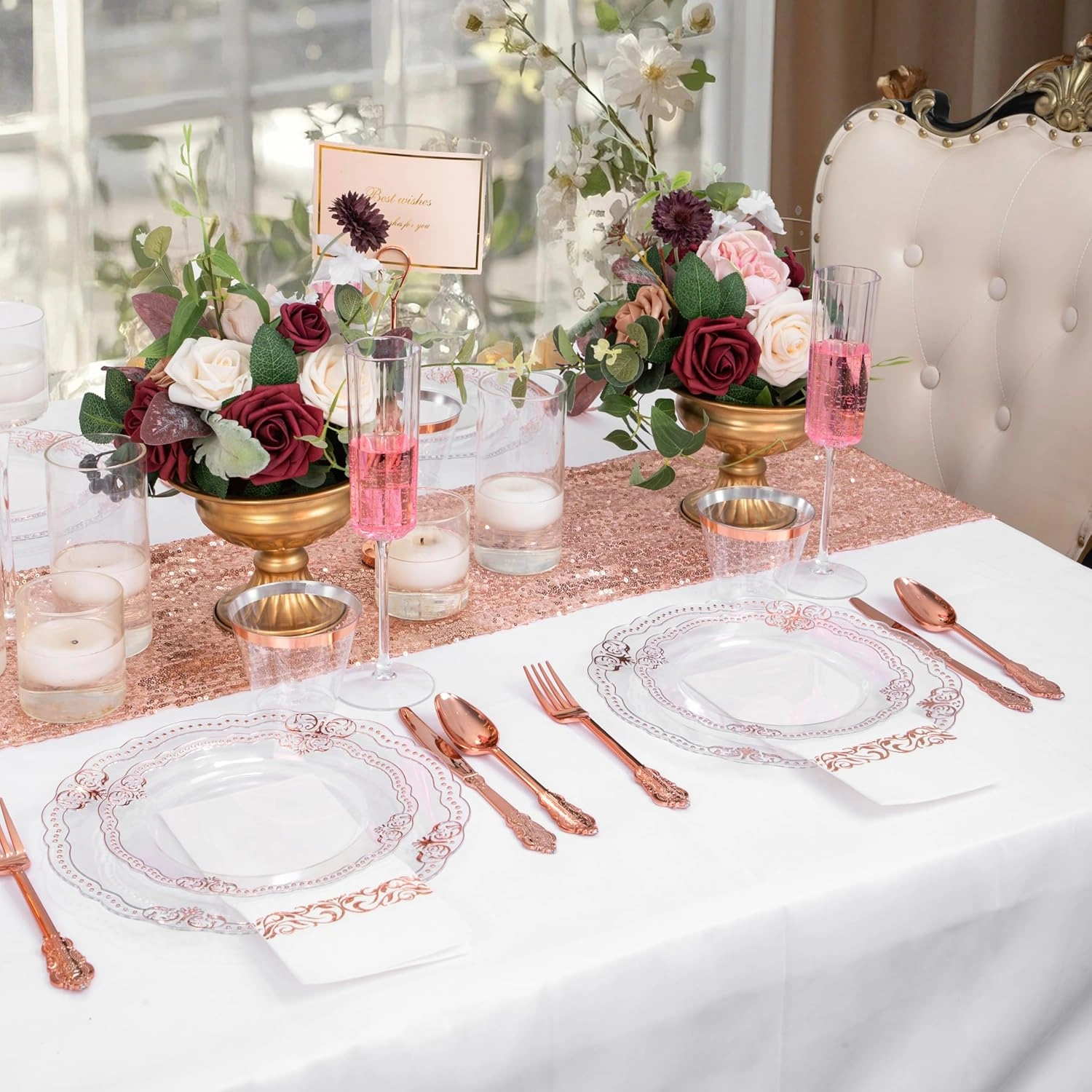 Fancy Clear Rose Gold Dinnerware Set — view 12