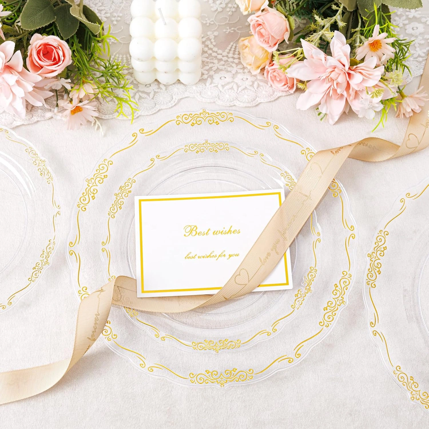 Clear Gold U-QE Disposable Plates — view 14