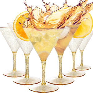 Gold Liacere Martini Glasses Set of 6-11 oz Plastic Martini Cocktail Glasses with Stem-Reusable Cocktail Glasses for Bar,Margarita,Whiskey,Gin,Tequila,BPA-Free — view 9