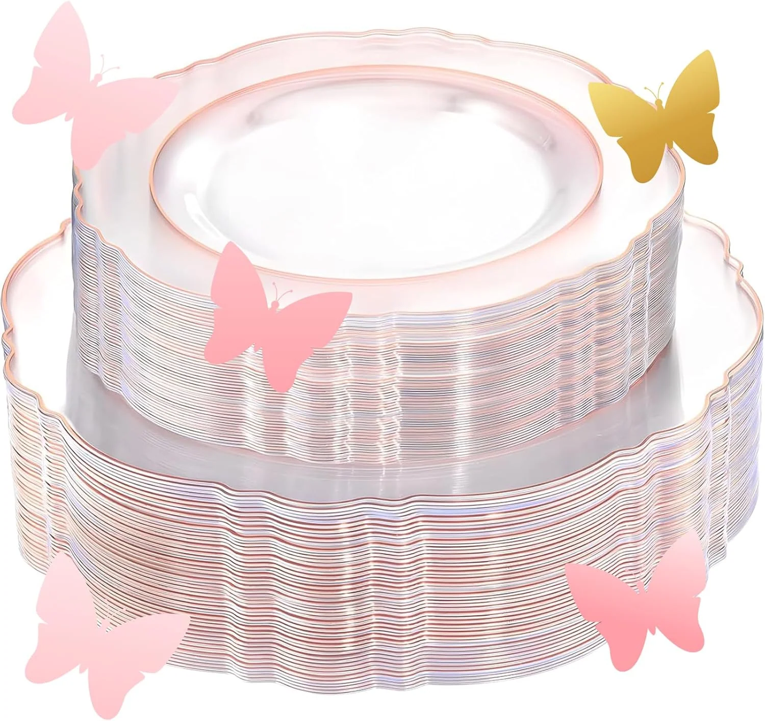 Clear Rose Gold Baroque Plastic Plates (100 Pieces) — view 11