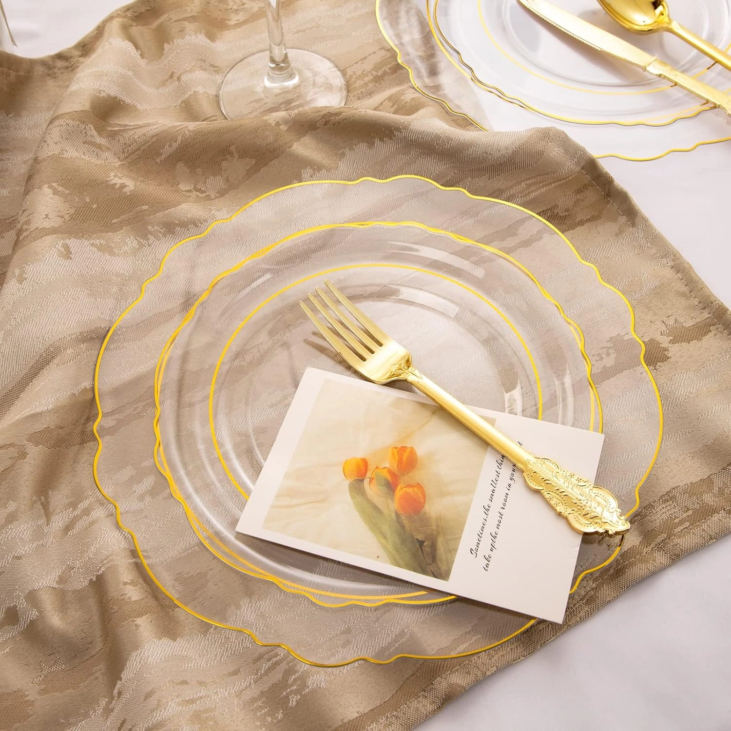 Clear Gold Baroque Plastic Plates (100 Pieces) — view 11