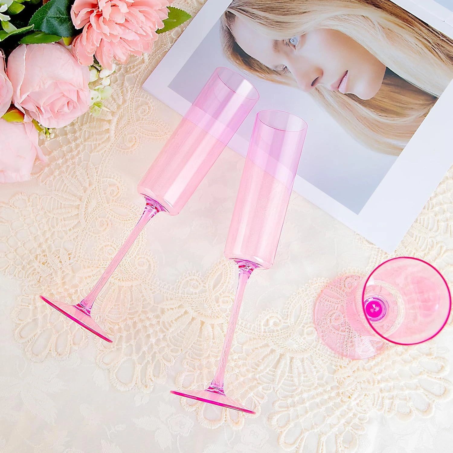 Pink YOUBET Champagne Flutes Plastic — view 12