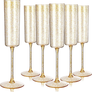 Gold Glitter YOUBET Champagne Flutes Plastic — view 11