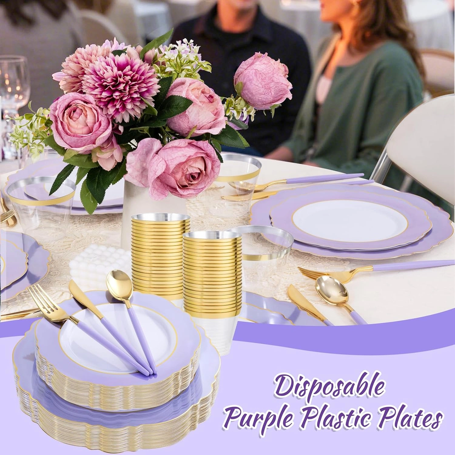Lavender Plates Disposable — view 13