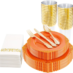 Orange & Gold Dinnerware Set for 25 Guests — view 11