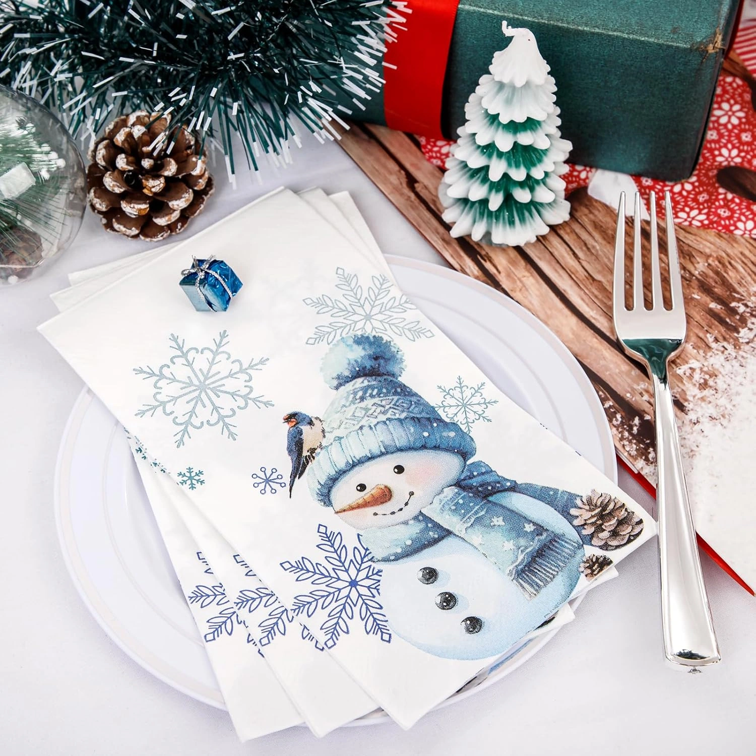 Blue Snowman 100-Count 3-Ply disposable Napkins (100 Pieces) — view 14