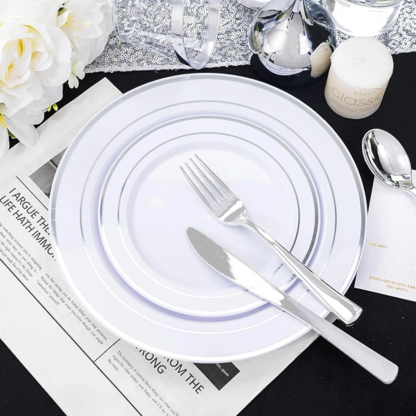Silver Deluxe Disposable Dinnerware Set — view 12